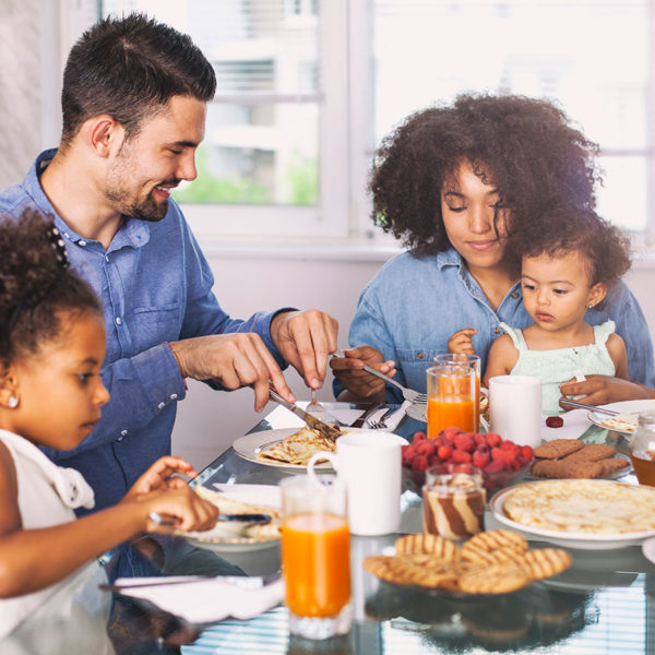 Family eating meal