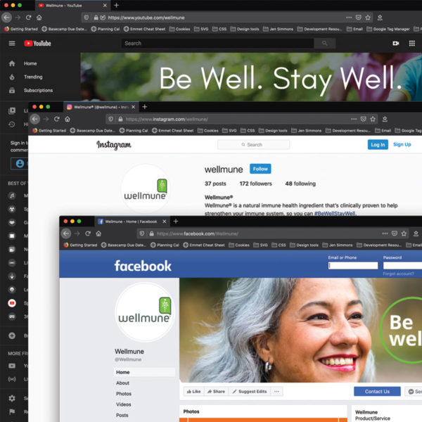 Screen shot of Wellmune social media sites